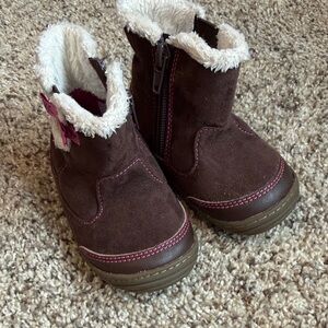 Stride Rite - Cozy Brown Kids Boots with Pink Accents